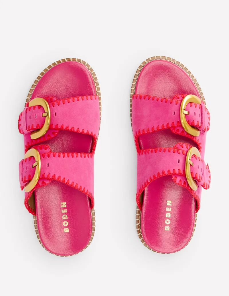 Flache Schuhe | Sandalen | Boden Alberta Sandalen mit Fußbett- Festivalrosa/Briefkastenrot