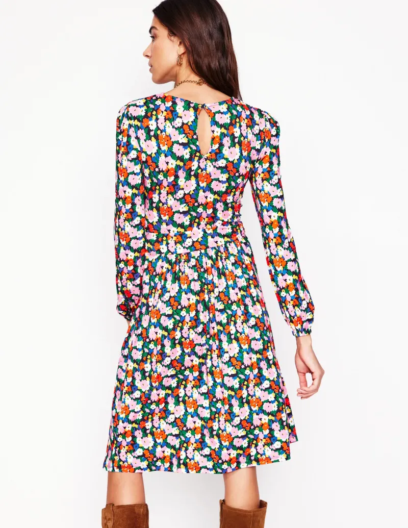 Kleider & Jumpsuits | Knielang | Boden Alexandra Blouson-Jerseykleid-Bunt, Malerische Wiese Bunt,MalerischeWiese