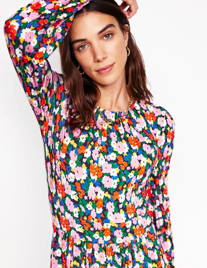 Kleider & Jumpsuits | Knielang | Boden Alexandra Blouson-Jerseykleid-Bunt, Malerische Wiese Bunt,MalerischeWiese