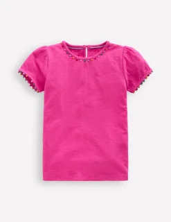 Oberteile & T-shirts | Boden Ali T-Shirt mit Puffärmeln und Bommelbesatz- Flamingorosa