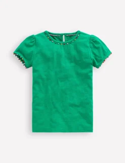 Oberteile & T-shirts | Boden Ali T-Shirt mit Puffärmeln und Bommelbesatz-Helles Smaragdgrün HellesSmaragdgrün