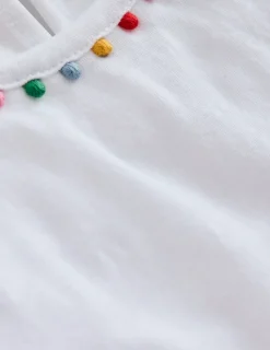 Oberteile & T-shirts | Boden Ali T-Shirt mit Puffärmeln und Bommelbesatz- Weiß