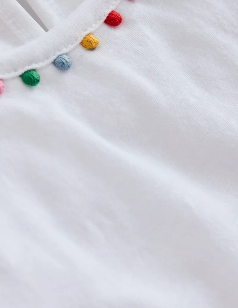 Oberteile & T-shirts | Boden Ali T-Shirt mit Puffärmeln und Bommelbesatz- Weiß
