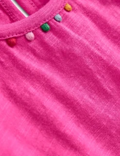 Oberteile & T-shirts | Boden Ali T-Shirt mit Puffärmeln und Bommelbesatz- Flamingorosa