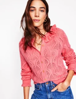 Pullover & Strickjacken | Boden Alice Flauschige Strickjacke mit Ziernaht- Lachsrosa