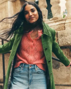 Pullover & Strickjacken | Boden Alice Flauschige Strickjacke mit Ziernaht- Lachsrosa