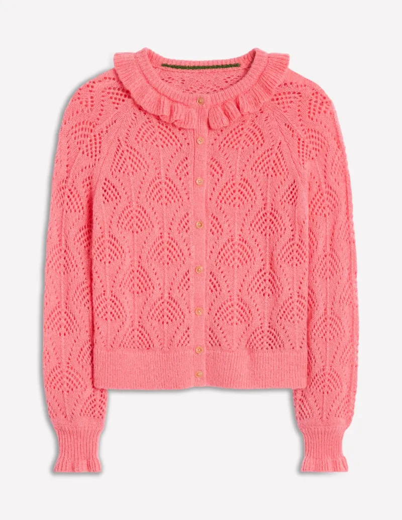 Pullover & Strickjacken | Boden Alice Flauschige Strickjacke mit Ziernaht- Lachsrosa