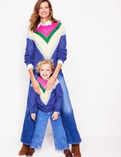 Pullover & Strickjacken | Boden Alice Flauschiger Raglanpullover-Blau und Rosa Chevron BlauundRosaChevron
