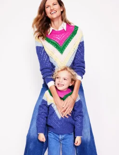 Pullover & Strickjacken | Boden Alice Flauschiger Raglanpullover-Blau und Rosa Chevron BlauundRosaChevron