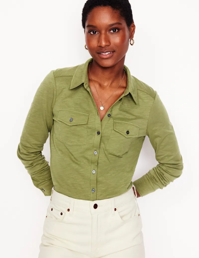 Hemden | T-shirts & Tops | Boden Amy Jersey-Hemd-Sanftes Olivgrün SanftesOlivgrün