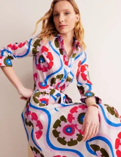 Kleider & Jumpsuits | Kleider In Petite | Boden Amy Midi-Hemdblusenkleid aus Baumwolle-Bunt, Geo Blütenblatt Bunt,GeoBlütenblatt