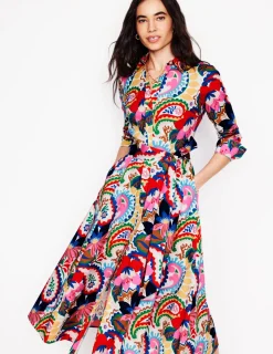 Kleider & Jumpsuits | Kleider In Petite | Boden Amy Midi-Hemdblusenkleid aus Baumwolle-Naturweiß, Botanik-Paisley Naturweiß,Botanik-Paisley