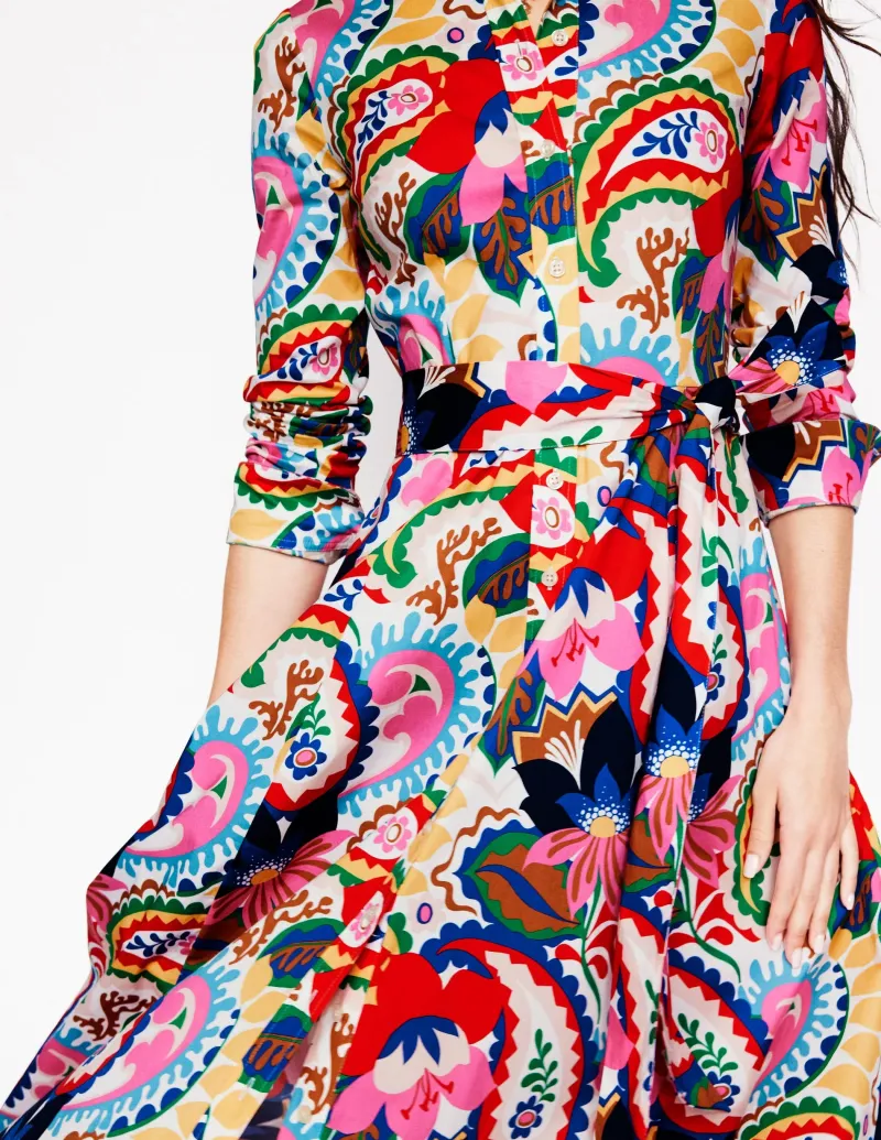Kleider & Jumpsuits | Kleider In Petite | Boden Amy Midi-Hemdblusenkleid aus Baumwolle-Naturweiß, Botanik-Paisley Naturweiß,Botanik-Paisley