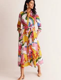 Kleider & Jumpsuits | Kleider In Petite | Boden Amy Midi-Hemdblusenkleid aus Baumwolle-Bunt, Sonnenschein Bunt,Sonnenschein