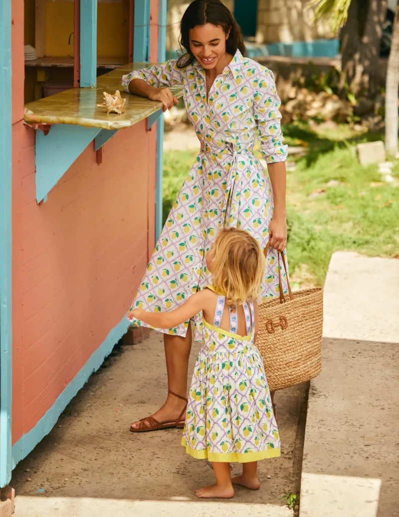 Kleider & Jumpsuits | Kleider In Petite | Boden Amy Midi-Hemdblusenkleid aus Baumwolle-Lavendel, Zitronenhain Lavendel,Zitronenhain