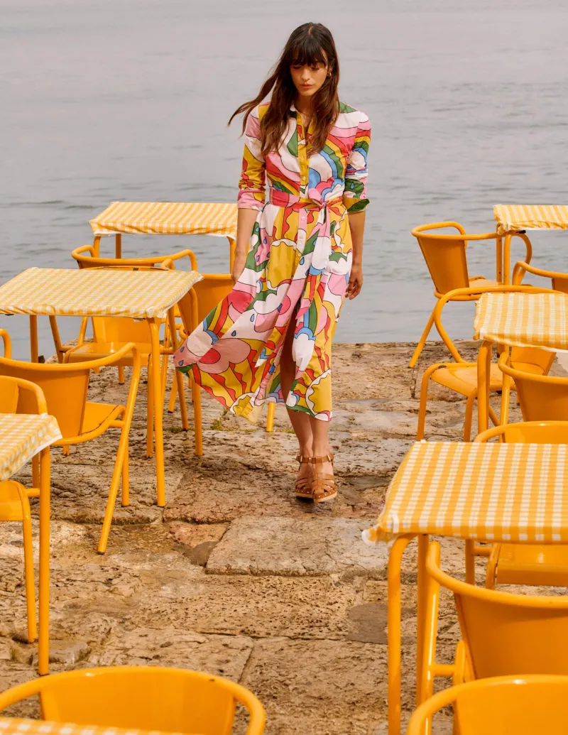 Kleider & Jumpsuits | Kleider In Petite | Boden Amy Midi-Hemdblusenkleid aus Baumwolle-Bunt, Sonnenschein Bunt,Sonnenschein