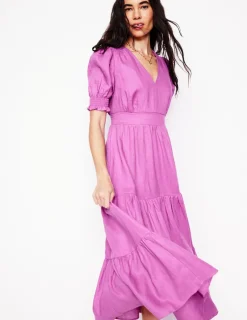 Kleider & Jumpsuits | Midi | Boden Anna Gestuftes Midikleid aus Leinen- Fingerhut-Lila