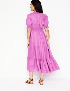 Kleider & Jumpsuits | Midi | Boden Anna Gestuftes Midikleid aus Leinen- Fingerhut-Lila