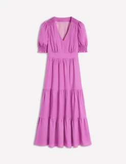 Kleider & Jumpsuits | Midi | Boden Anna Gestuftes Midikleid aus Leinen- Fingerhut-Lila