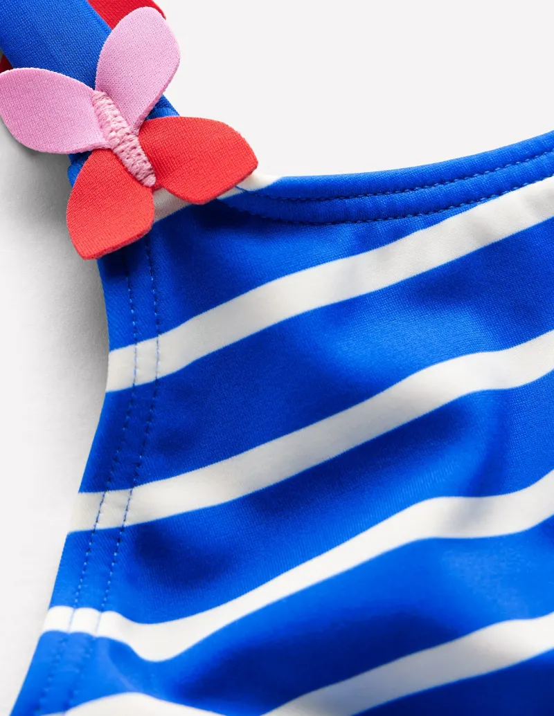 Bademode | Boden Badeanzug mit Trägerapplikation-Galerieblau Streifen Schmetterling GalerieblauStreifenSchmetterling