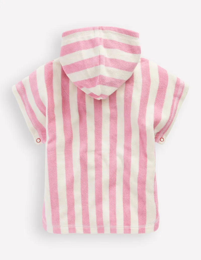 Bademode | Boden Badeponcho aus Frottee-Kaugummirosa Herz Streifen