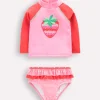 Bademode | Boden Badeshirt-Set mit Rüschen-Kaugummirosa Erdbeere KaugummirosaErdbeere