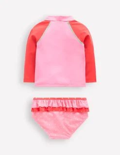 Bademode | Boden Badeshirt-Set mit Rüschen-Kaugummirosa Erdbeere KaugummirosaErdbeere