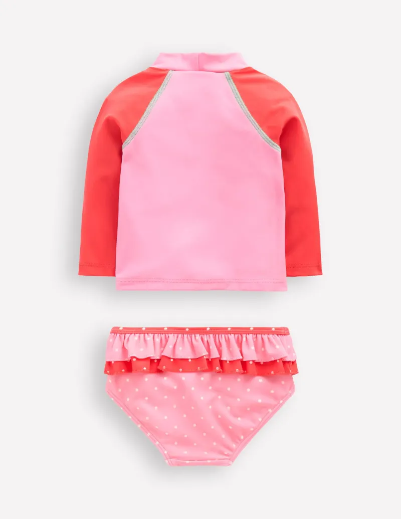 Bademode | Boden Badeshirt-Set mit Rüschen-Kaugummirosa Erdbeere KaugummirosaErdbeere