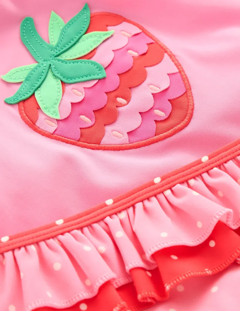 Bademode | Boden Badeshirt-Set mit Rüschen-Kaugummirosa Erdbeere KaugummirosaErdbeere