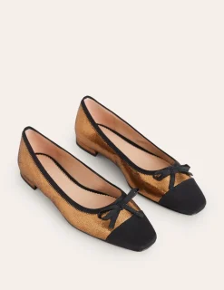 Flache Schuhe | Boden Ballerinas mit Zehenkappe-Bronze Metallic Leder BronzeMetallicLeder