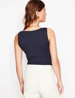 T-shirts & Tops | Oberteile | Boden Basic-Top mit tiefem Rundhalsausschnitt- Marineblaue
