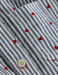 Hemden | Oberteile & T-shirts | Boden Baumwollhemd-Blau/Seersucker, Herzen Blau/Seersucker,Herzen