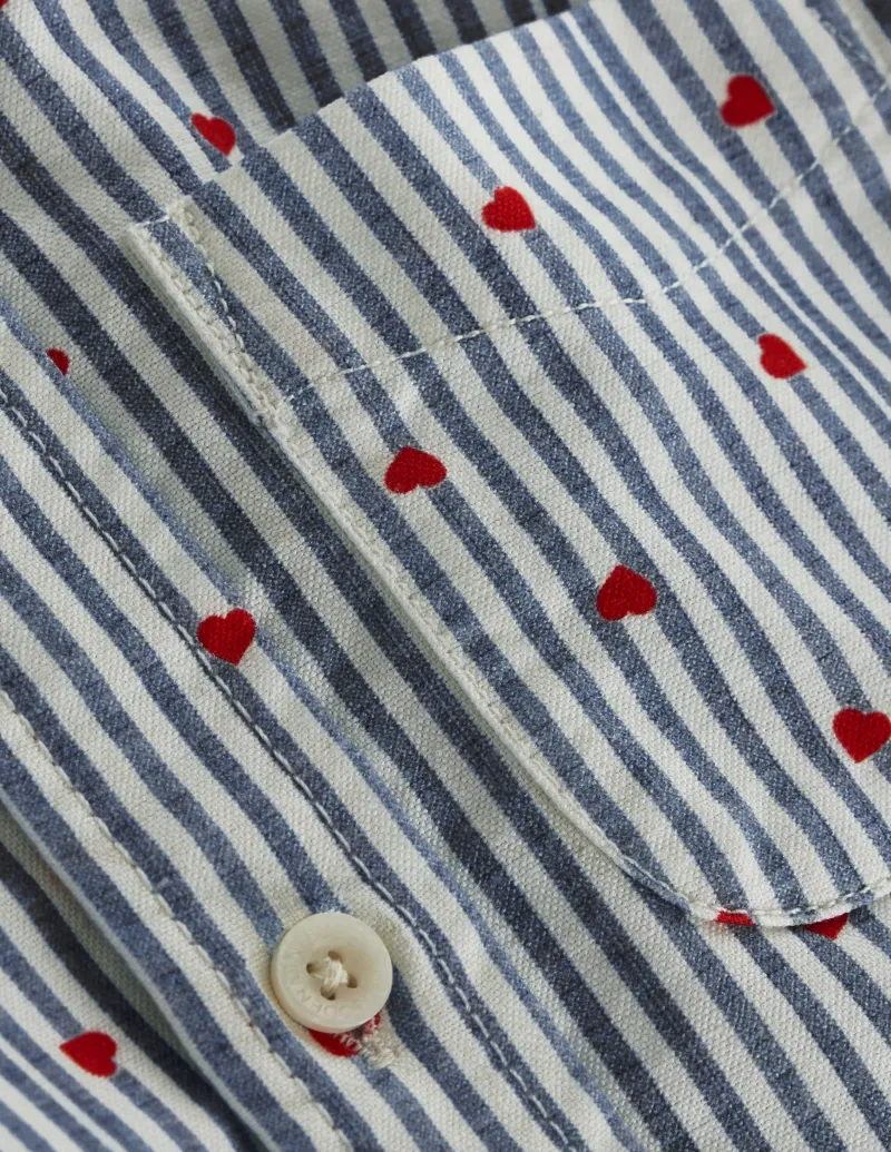 Hemden | Oberteile & T-shirts | Boden Baumwollhemd-Blau/Seersucker, Herzen Blau/Seersucker,Herzen