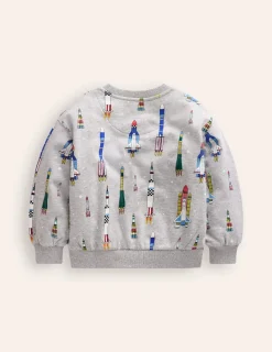 Sweatshirts & Fleeces | Oberteile & T-shirts | Boden Bedrucktes Sweatshirt-Grau Meliert Raketen GrauMeliertRaketen