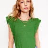 Nachtwäsche & Schlafanzüge | T-shirts & Tops | Boden Belle Oberteil mit Lochstickerei an den Ärmeln- Paradiesgrün