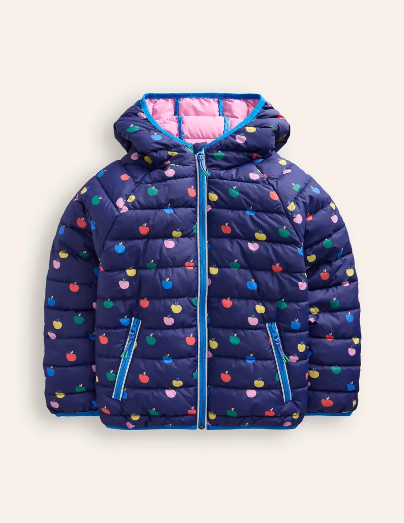 Mäntel & Jacken | Boden Bequem verstaubare, wattierte Jacke-Schuluniform-Marineblau Regenbogen Äpfel Schuluniform-MarineblauRegenbogenÄpfel