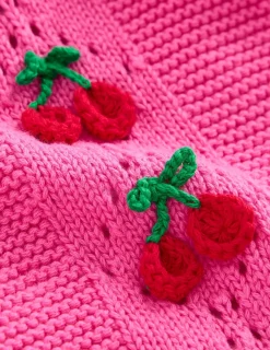 Pullover & Strickjacken | Boden Bestickte Pointelle-Strickjacke-Rosenblütenrosa Kirschen RosenblütenrosaKirschen