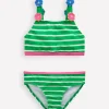 Bademode | Boden Bikini mit Trägerapplikationen-Blassgrün Streifen Herzen BlassgrünStreifenHerzen