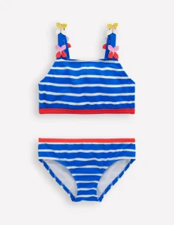 Bademode | Boden Bikini mit Trägerapplikationen-Galerieblau Streifen Schmetterling GalerieblauStreifenSchmetterling