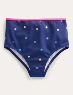Bademode | Boden Bikinihose mit hohem Bund-Harmonisches Blau, Goldtupfen HarmonischesBlau,Goldtupfen