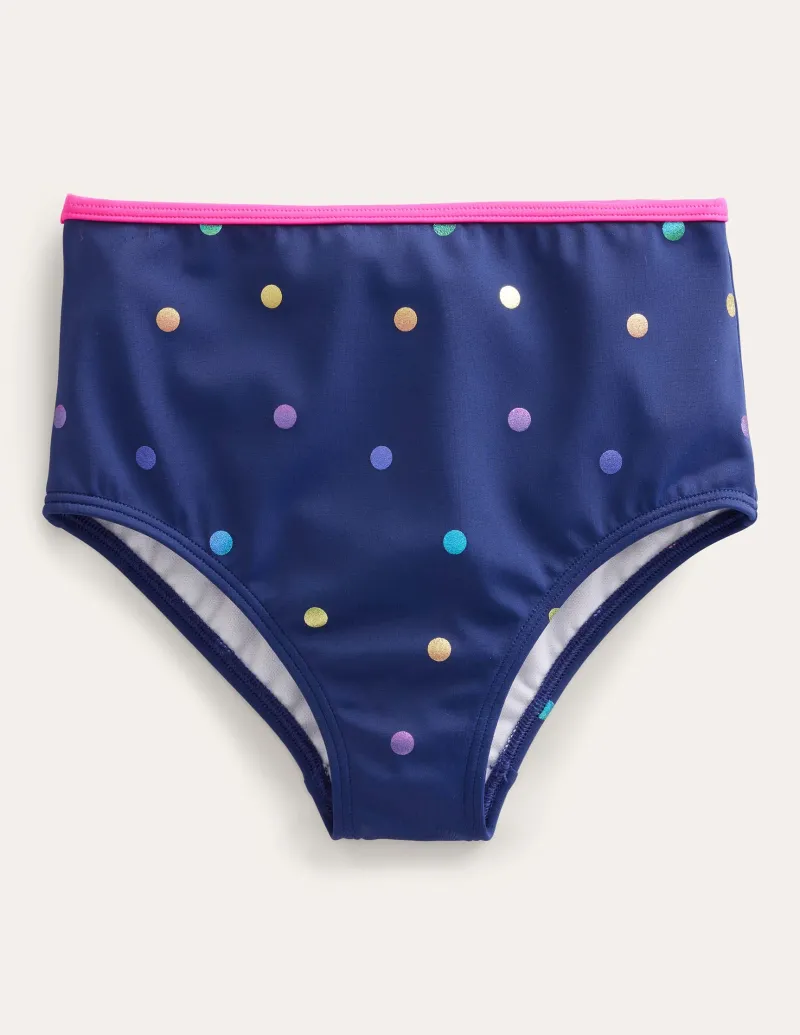 Bademode | Boden Bikinihose mit hohem Bund-Harmonisches Blau, Goldtupfen HarmonischesBlau,Goldtupfen