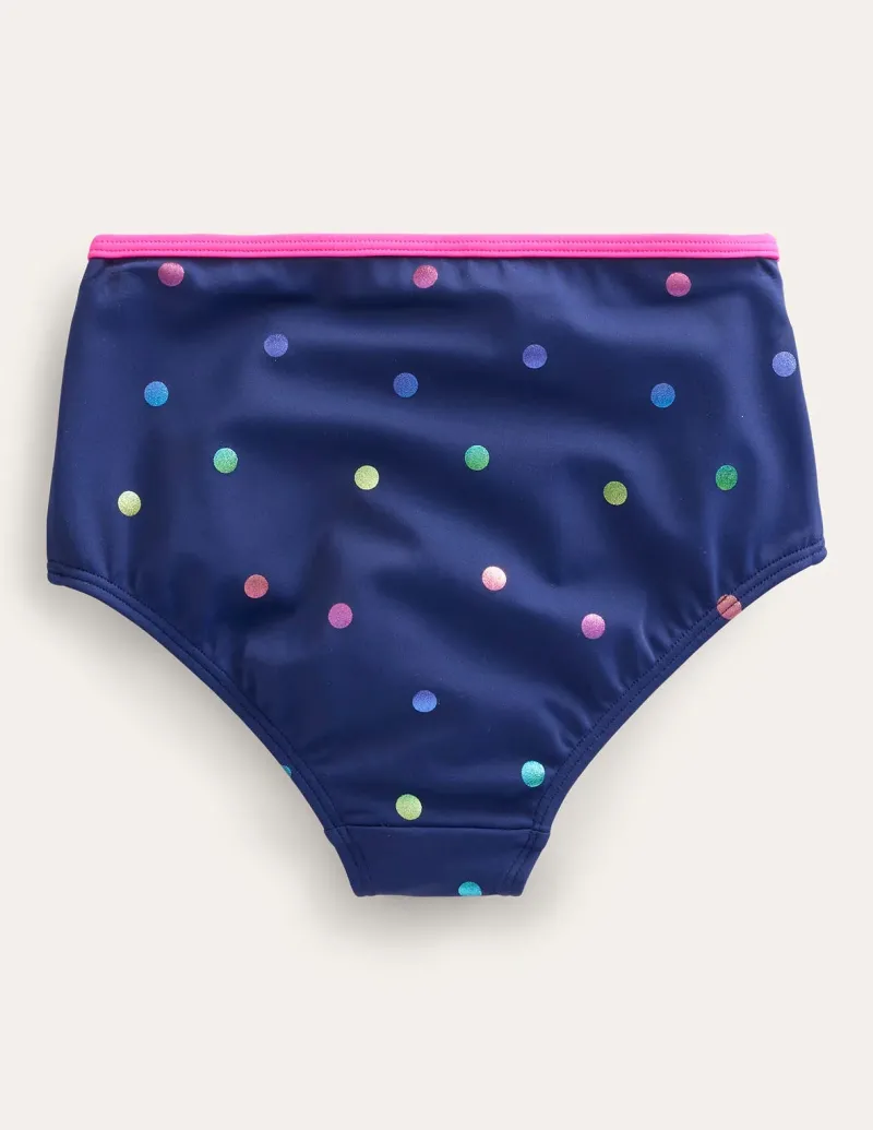 Bademode | Boden Bikinihose mit hohem Bund-Harmonisches Blau, Goldtupfen HarmonischesBlau,Goldtupfen