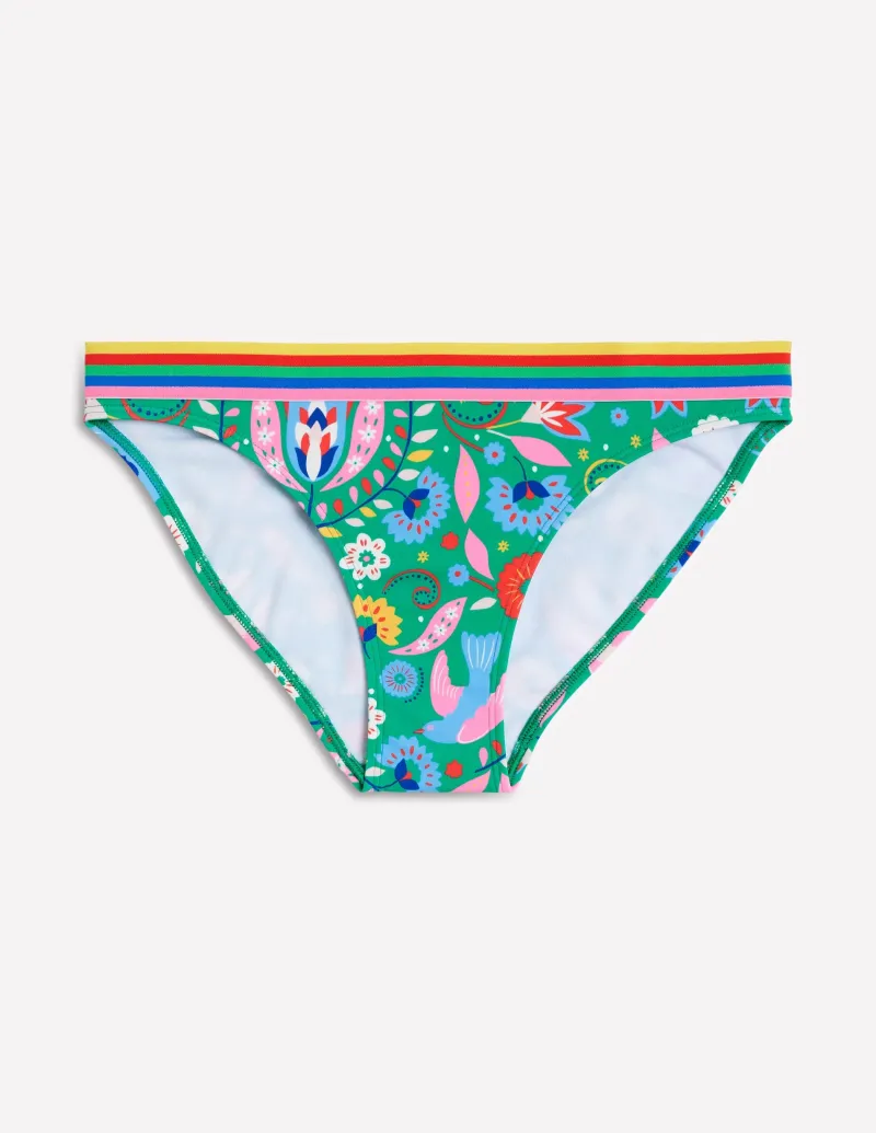 Bademode | Boden Bikinihose mit Streifen-Grün, Dekorativer Garten Grün,DekorativerGarten