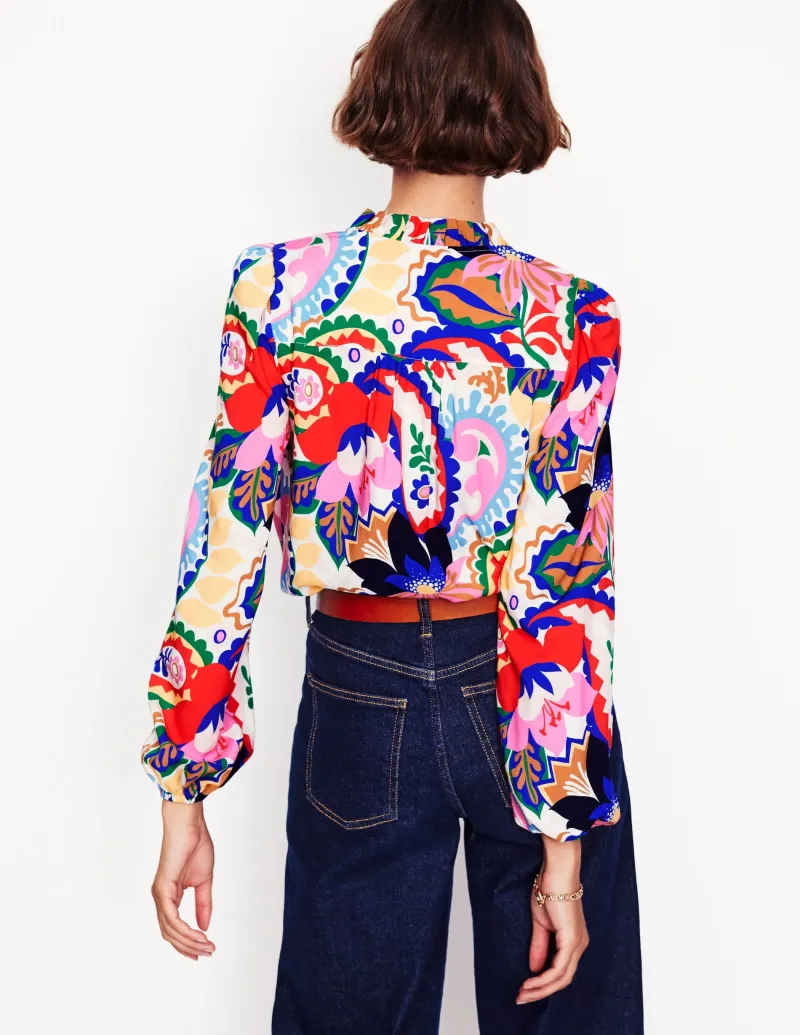 Anzüge | Hosen | Boden Bluse mit Rüschenkragen-Naturweiß, Botanik-Paisley Naturweiß,Botanik-Paisley