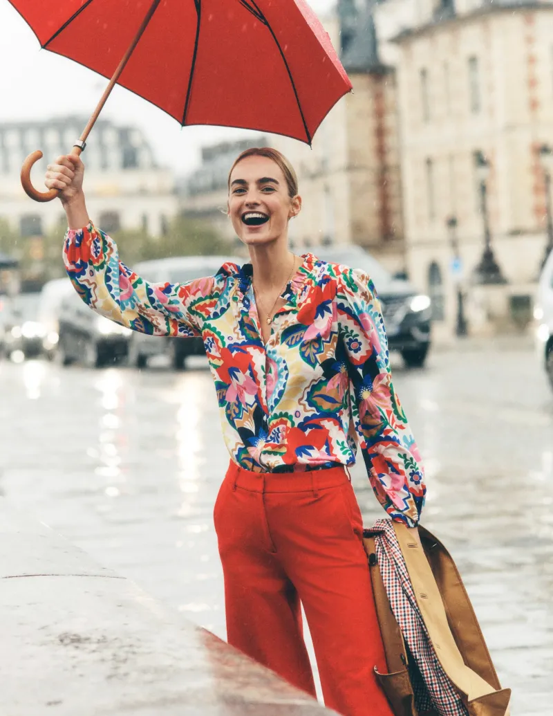 Anzüge | Hosen | Boden Bluse mit Rüschenkragen-Naturweiß, Botanik-Paisley Naturweiß,Botanik-Paisley