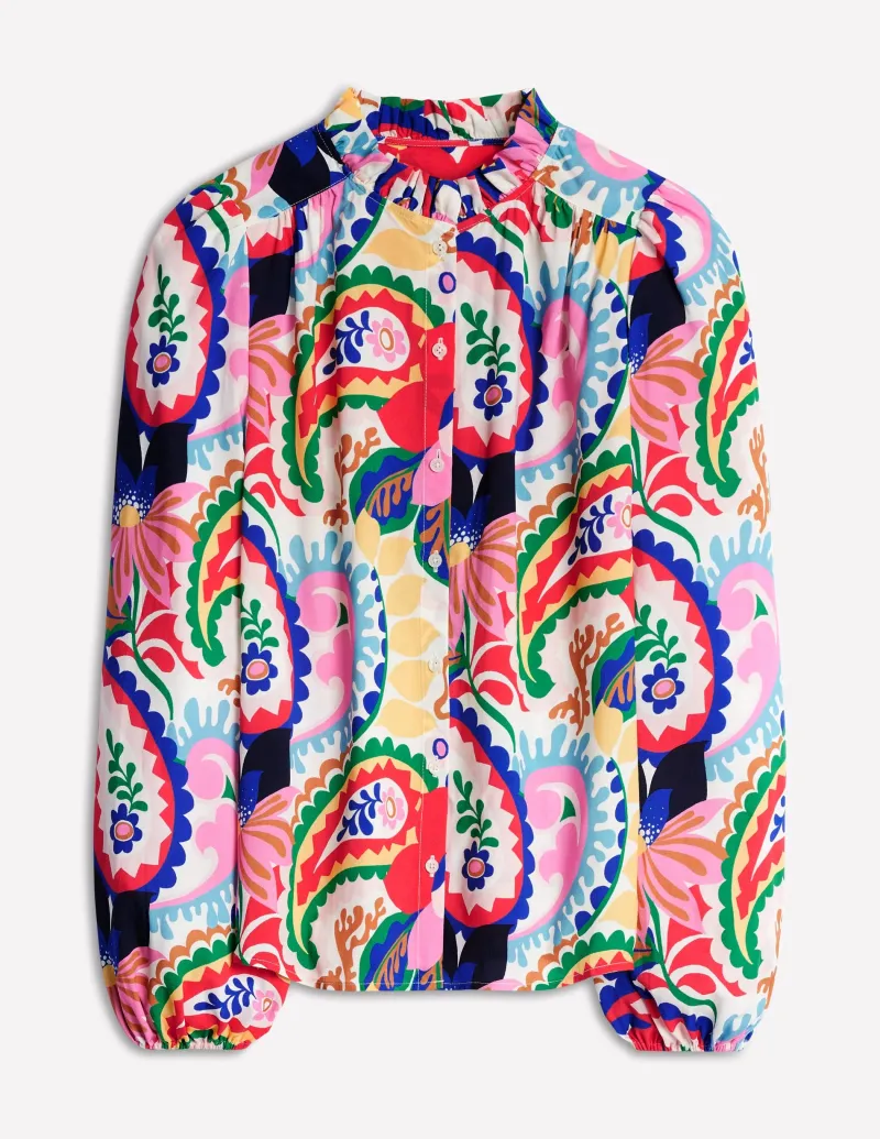 Anzüge | Hosen | Boden Bluse mit Rüschenkragen-Naturweiß, Botanik-Paisley Naturweiß,Botanik-Paisley