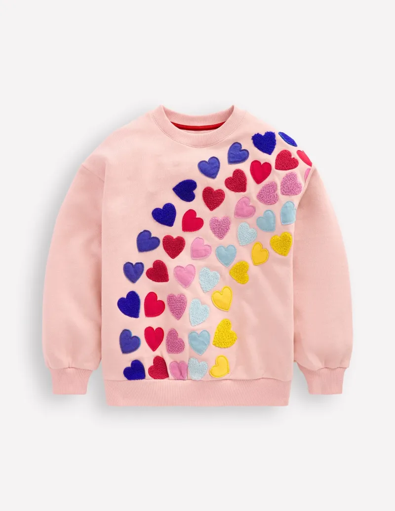 Hoodies & Kapuzenpullis | Oberteile & T-shirts | Boden Bouclé-Sweatshirt mit Grafik-Kreiderosa Herzen KreiderosaHerzen