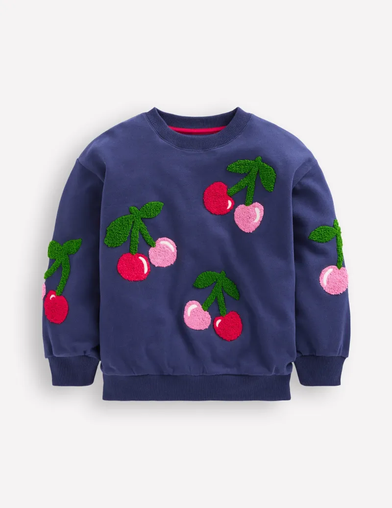 Hoodies & Kapuzenpullis | Oberteile & T-shirts | Boden Bouclé-Sweatshirt mit Grafik-Steuerbordblau Kirschen SteuerbordblauKirschen