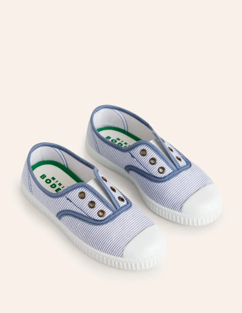 Schuhe, Turnschuhe & Sandalen | Boden Canvas-Schuhe zum Hineinschlüpfen-Blau Drell Streifen BlauDrellStreifen