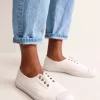 Flache Schuhe | Nachtwäsche & Schlafanzüge | Boden Canvas-Turnschuhe ohne Schnürung-Ivory and Navy Spot IvoryandNavySpot